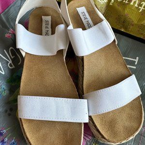 Steve Madden Bandi Elastic Cork Platform Wedge Sandals